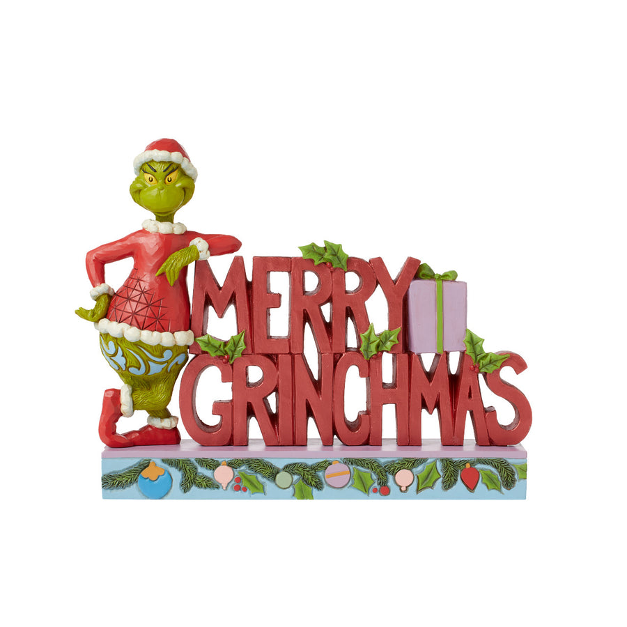 Jim Shore The Grinch: Merry Grinchmas Word Figurine sparkle-castle