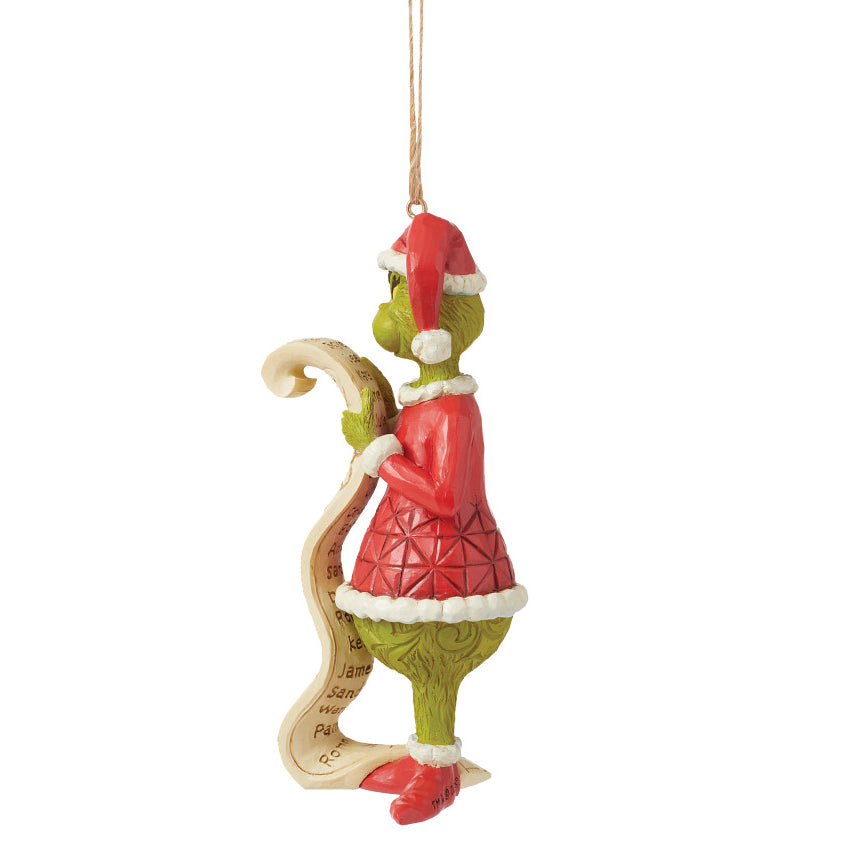 Jim Shore The Grinch: Dated 2024 Grinch Holding Naughty List Hanging Ornament sparkle-castle