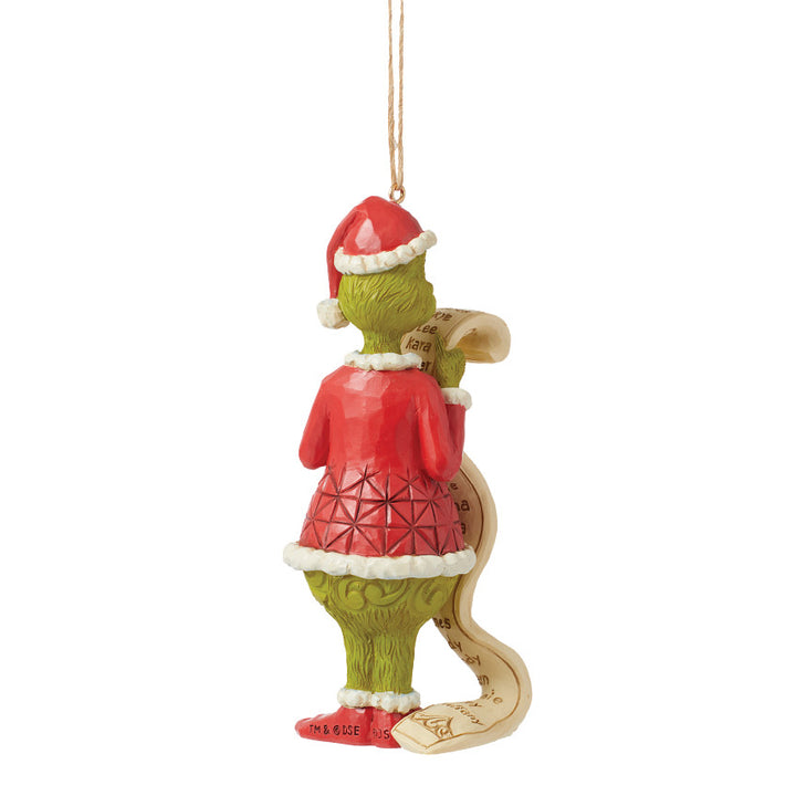 Jim Shore The Grinch: Dated 2024 Grinch Holding Naughty List Hanging Ornament sparkle-castle