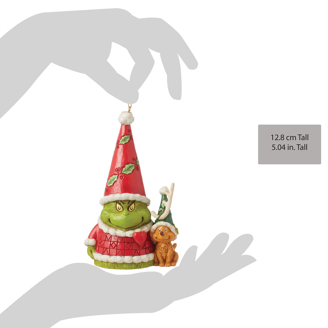 Jim Shore The Grinch: Grinch Gnome and Reindeer Max Gnome Hanging Ornament sparkle-castle