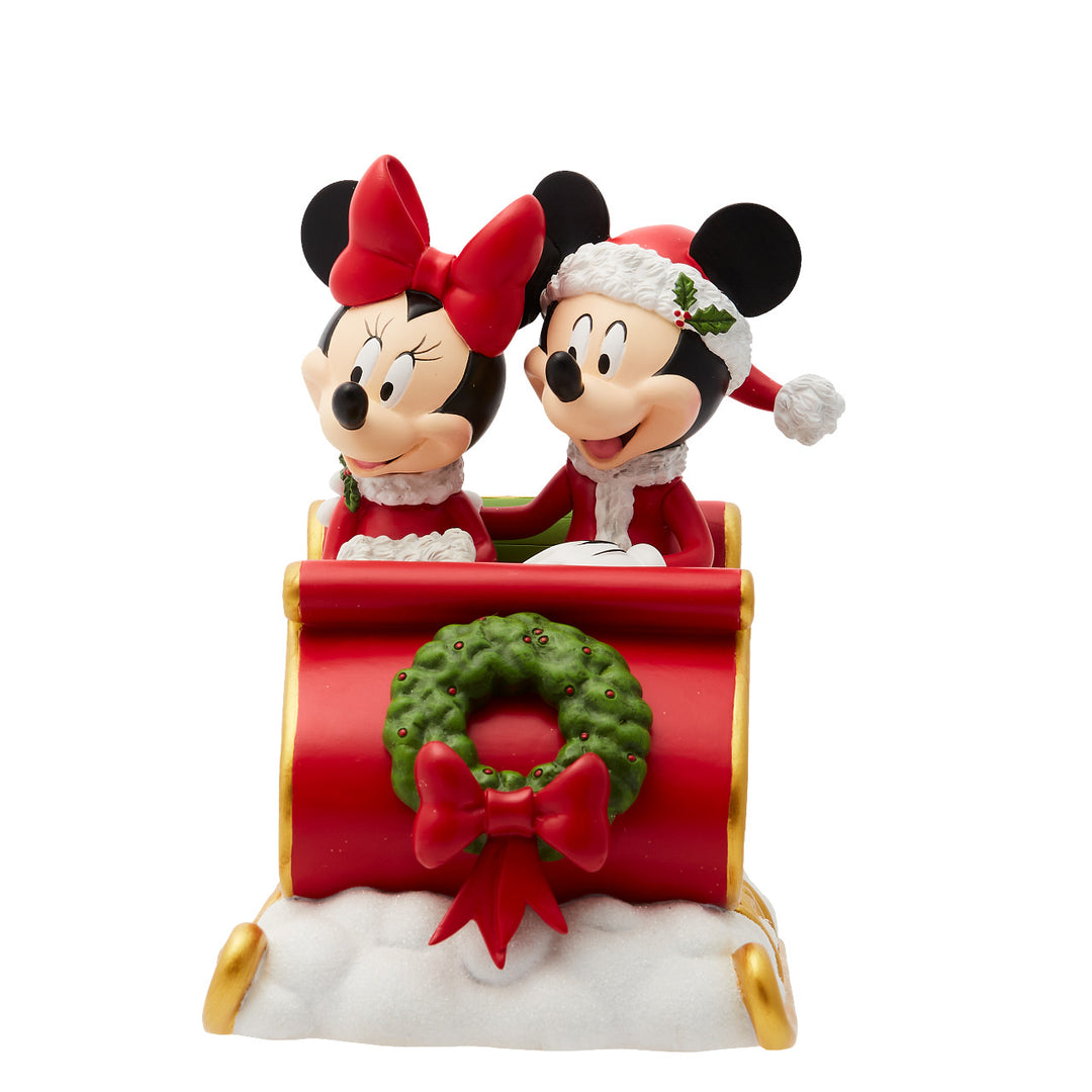 Disney Showcase: Mickey & Minnie Mouse In Sleigh Figurine sparkle-castle