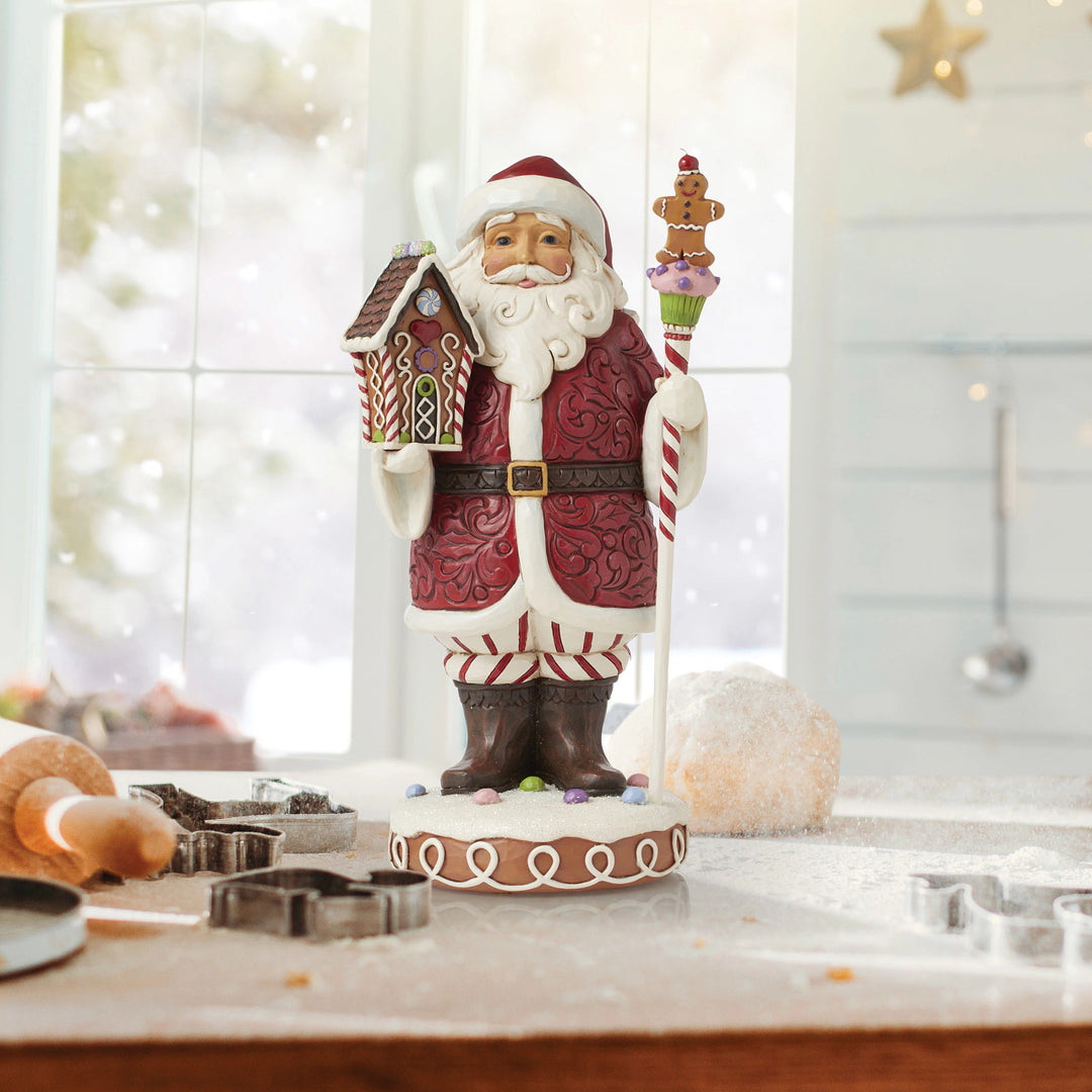 Jim Shore Heartwood Creek: Gingerbread Christmas Santa Figurine sparkle-castle