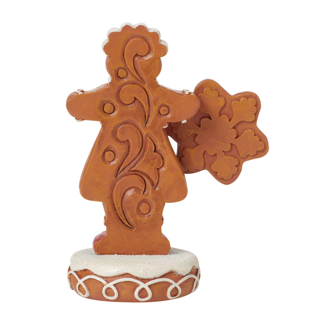 Jim Shore Heartwood Creek: Gingerbread Christmas Girl With Snowflake Figurine sparkle-castle