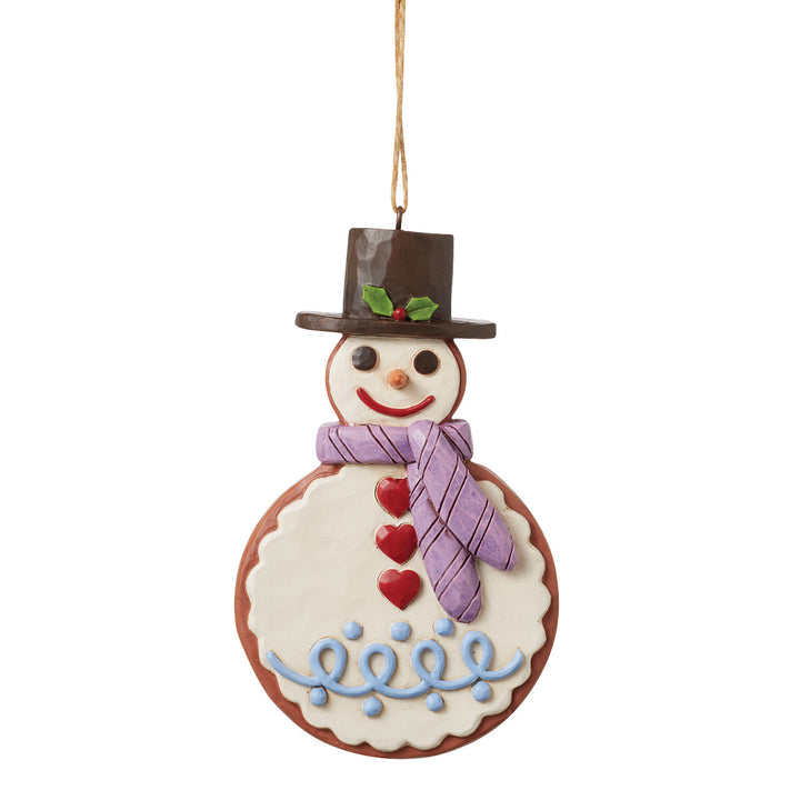 Jim Shore Heartwood Creek: Gingerbread Christmas Snowman Cookie Hanging Ornament sparkle-castle