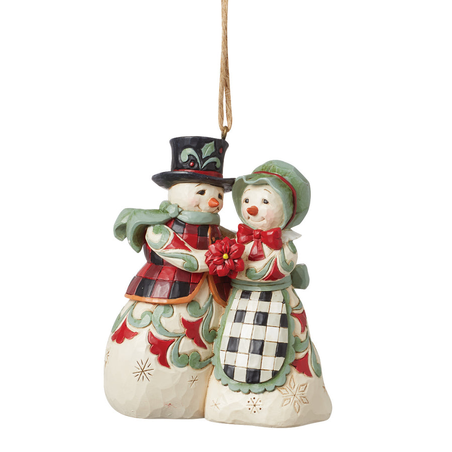 Jim Shore Heartwood Creek: Highland Glen Snowman Couple Hanging Ornament sparkle-castle