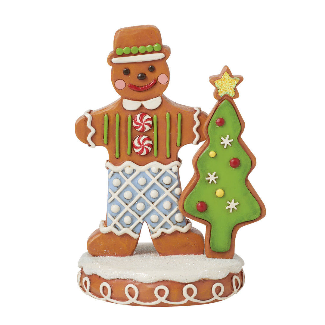 Jim Shore Heartwood Creek: Gingerbread Christmas Boy With Tree Figurine sparkle-castle
