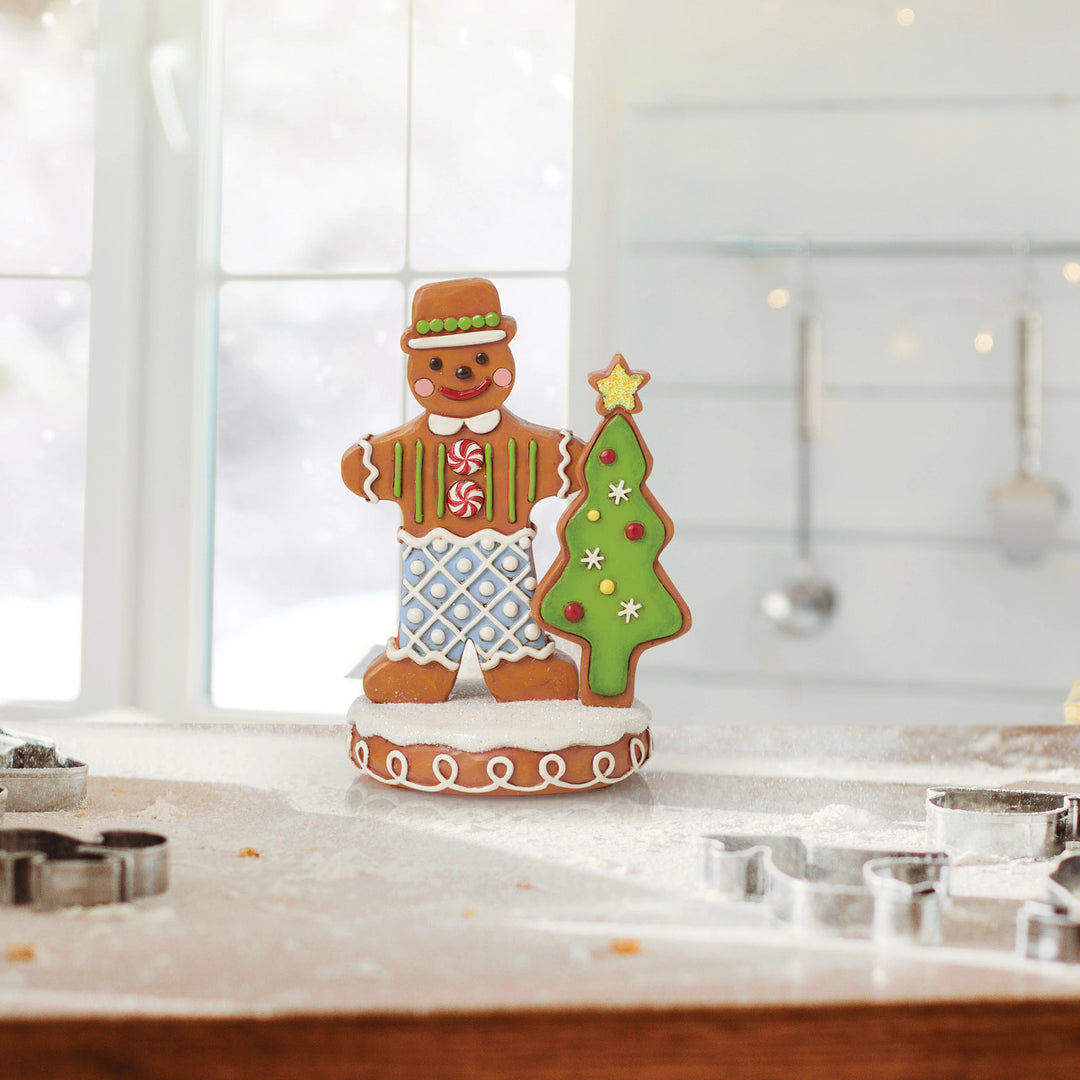 Jim Shore Heartwood Creek: Gingerbread Christmas Boy With Tree Figurine sparkle-castle