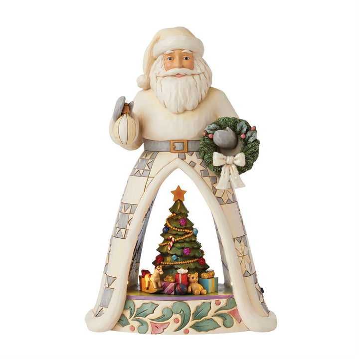 Jim Shore Heartwood Creek: White Woodland LED Open Scene Santa Figurine sparkle-castle