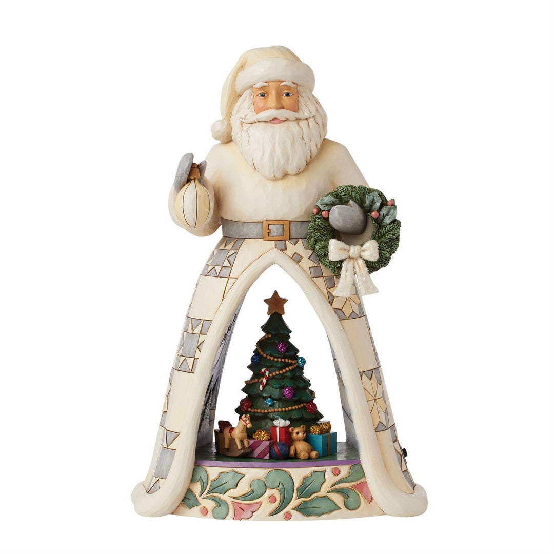 Jim Shore Heartwood Creek: White Woodland LED Open Scene Santa Figurine sparkle-castle