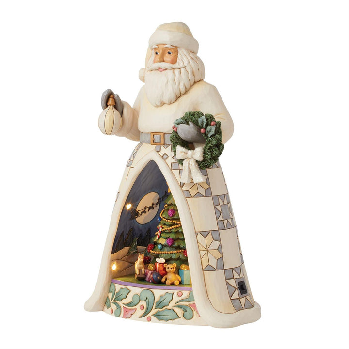 Jim Shore Heartwood Creek: White Woodland LED Open Scene Santa Figurine sparkle-castle