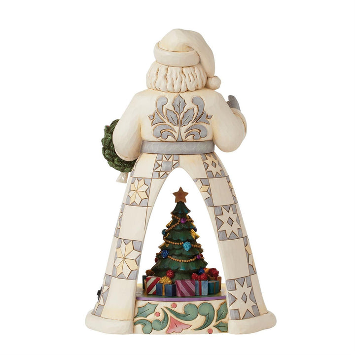 Jim Shore Heartwood Creek: White Woodland LED Open Scene Santa Figurine sparkle-castle