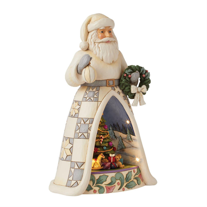 Jim Shore Heartwood Creek: White Woodland LED Open Scene Santa Figurine sparkle-castle