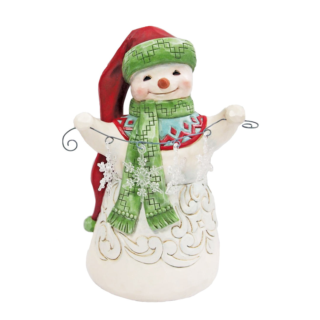 Jim Shore Heartwood Creek: Snowman With Snowflake Garland Figurine sparkle-castle
