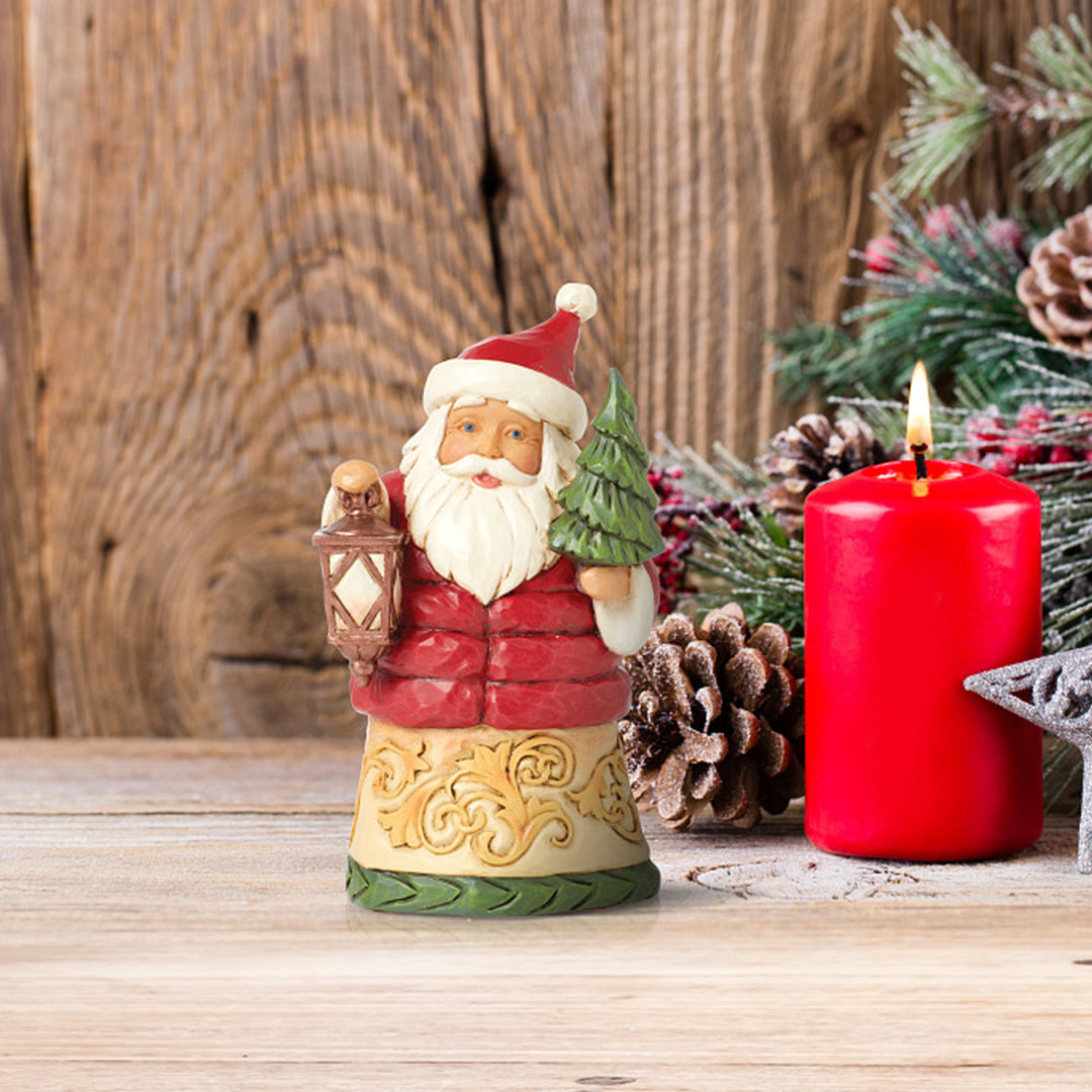 Jim Shore Heartwood Creek: Santa In Puffy Coat Mini Figurine sparkle-castle