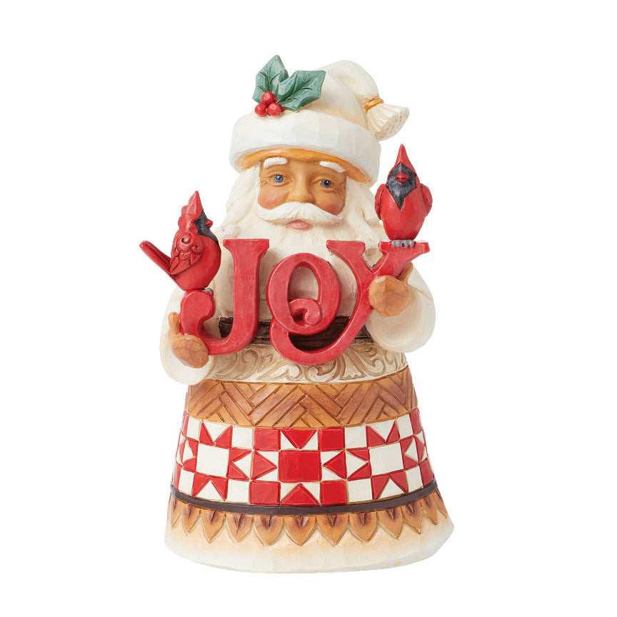 Jim Shore Heartwood Creek: Pint Sized Santa Holding Joy Sign Figurine sparkle-castle
