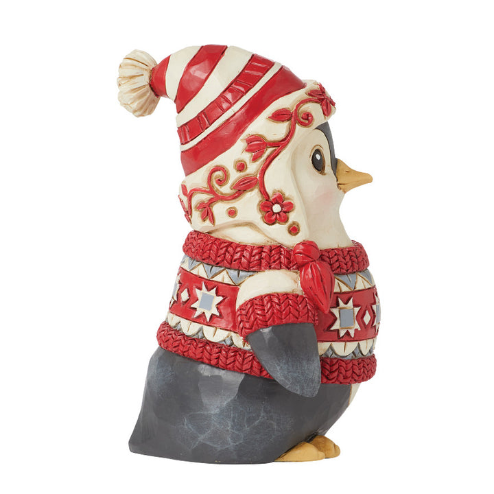 Jim Shore Heartwood Creek: Nordic Noel Penguin Wearing Sweater Figurine sparkle-castle