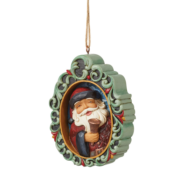 Jim Shore Heartwood Creek: Holiday Manor Santa In Frame Hanging Ornament sparkle-castle