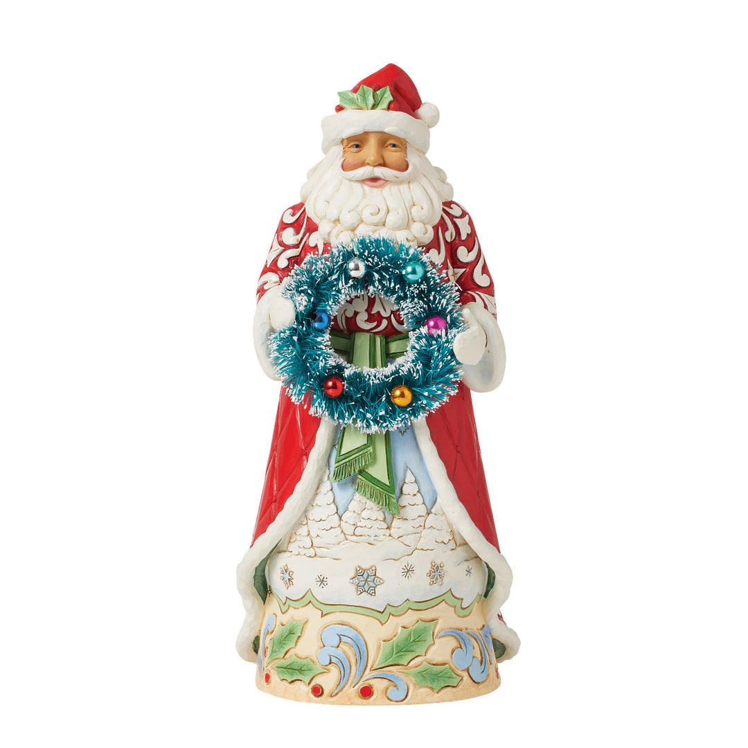 Jim Shore Heartwood Creek: Santa Holding Sisal Wreath Figurine sparkle-castle