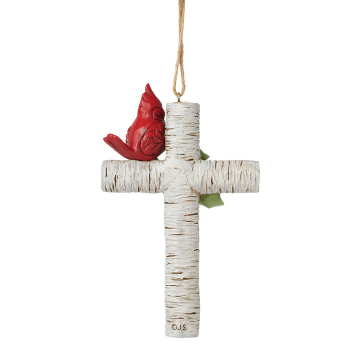 Jim Shore Heartwood Creek: Cardinal On Cross Hanging Ornament sparkle-castle