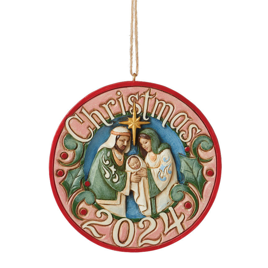 Jim Shore Heartwood Creek: Dated 2024 Annual Holy Family Hanging Ornament sparkle-castle