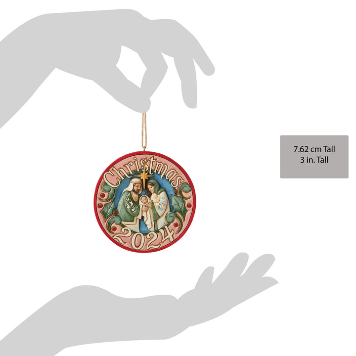 Jim Shore Heartwood Creek: Dated 2024 Annual Holy Family Hanging Ornament sparkle-castle