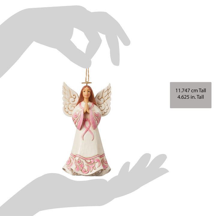 Jim Shore Heartwood Creek: The Rose Praying Hands Angel Hanging Ornament sparkle-castle