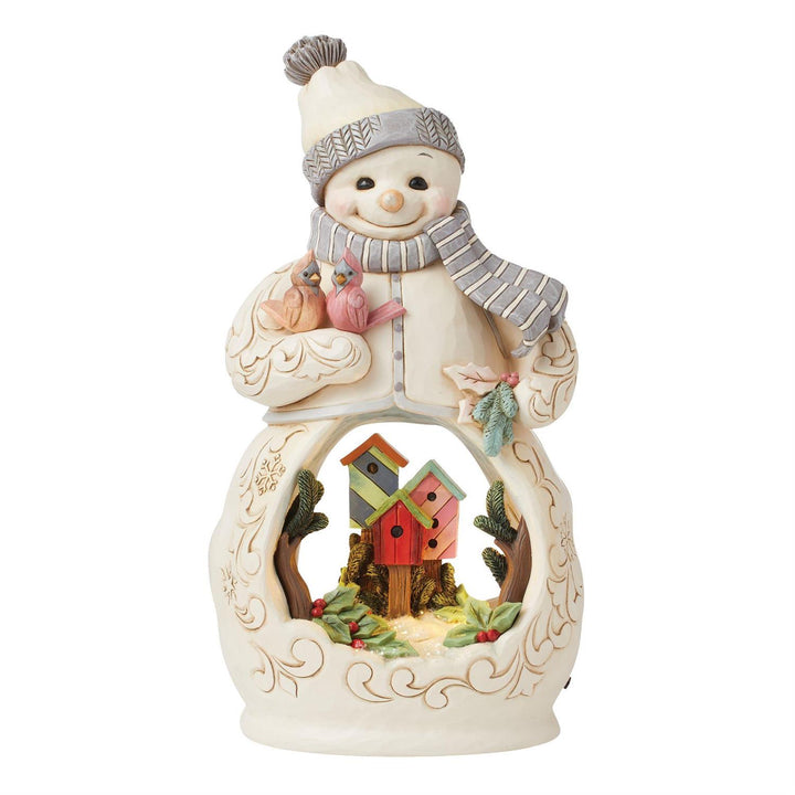 Jim Shore Heartwood Creek: White Woodland LED Open Scene Snowman Figurine sparkle-castle