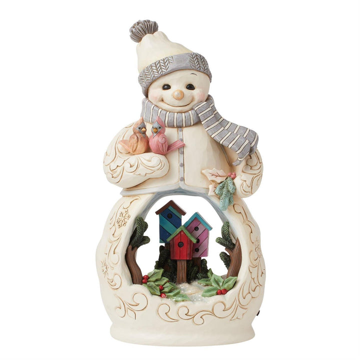 Jim Shore Heartwood Creek: White Woodland LED Open Scene Snowman Figurine sparkle-castle