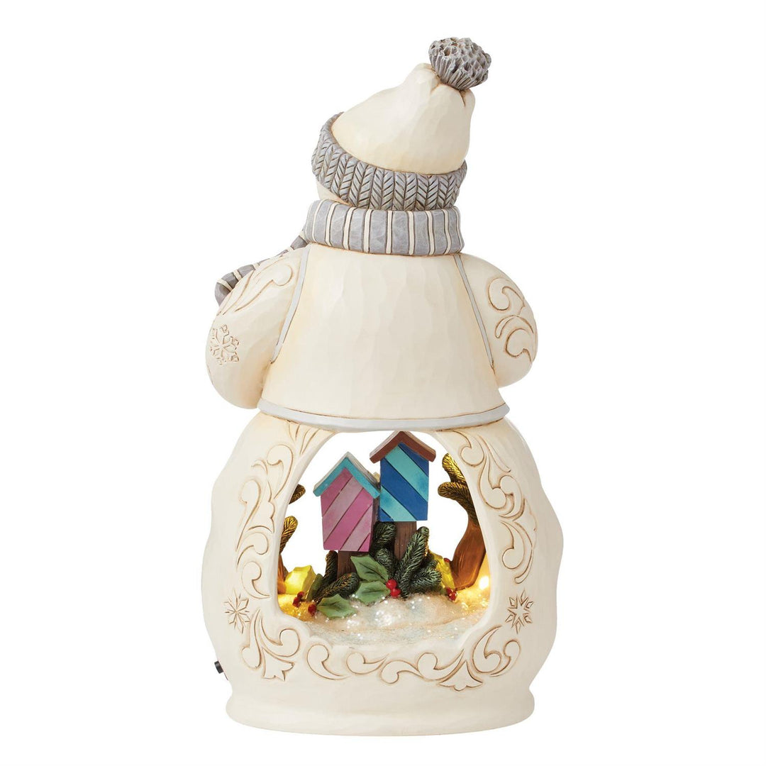 Jim Shore Heartwood Creek: White Woodland LED Open Scene Snowman Figurine sparkle-castle