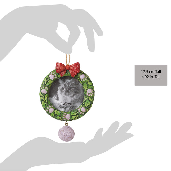 Jim Shore Heartwood Creek: Cat Wreath Frame Hanging Ornament sparkle-castle