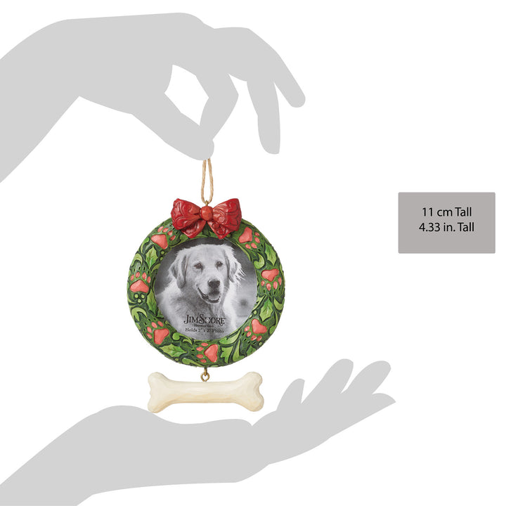 Jim Shore Heartwood Creek: Dog Wreath Frame Hanging Ornament sparkle-castle