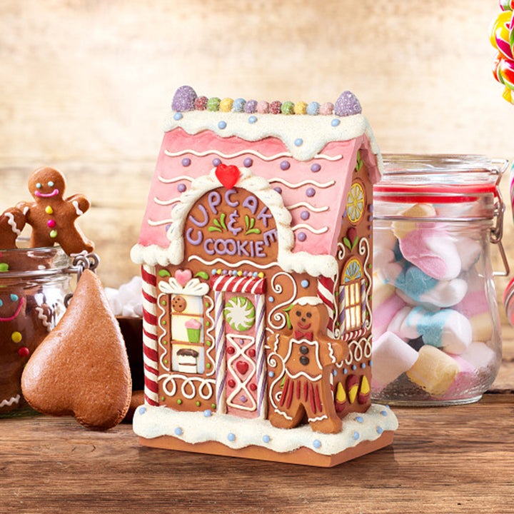 Jim Shore Heartwood Creek: Gingerbread Christmas Bakery Figurine sparkle-castle