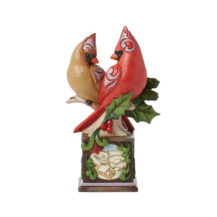 Jim Shore Heartwood Creek: Cardinal Pair on Pedestal Figurine sparkle-castle