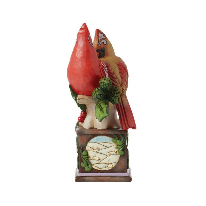 Jim Shore Heartwood Creek: Cardinal Pair on Pedestal Figurine sparkle-castle