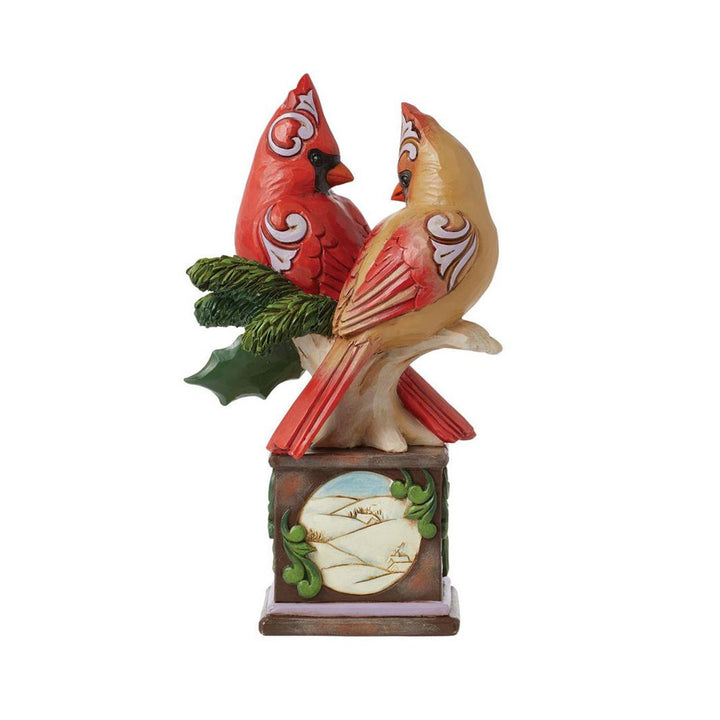 Jim Shore Heartwood Creek: Cardinal Pair on Pedestal Figurine sparkle-castle