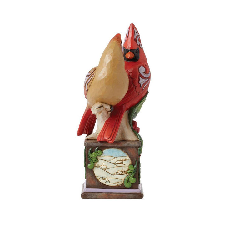 Jim Shore Heartwood Creek: Cardinal Pair on Pedestal Figurine sparkle-castle