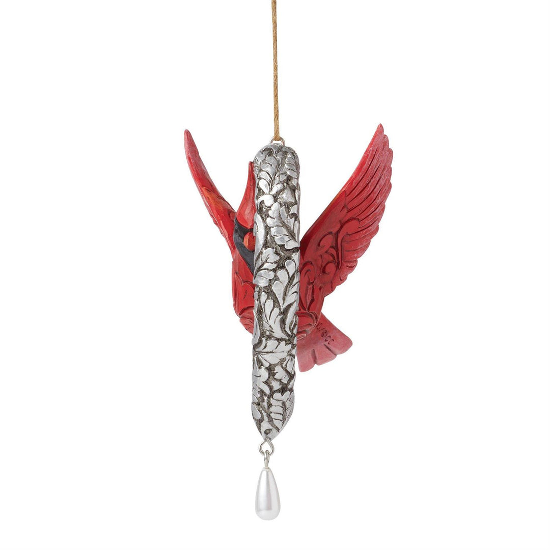 Jim Shore Heartwood Creek: Caring Cardinal In Silver Heart Hanging Ornament sparkle-castle