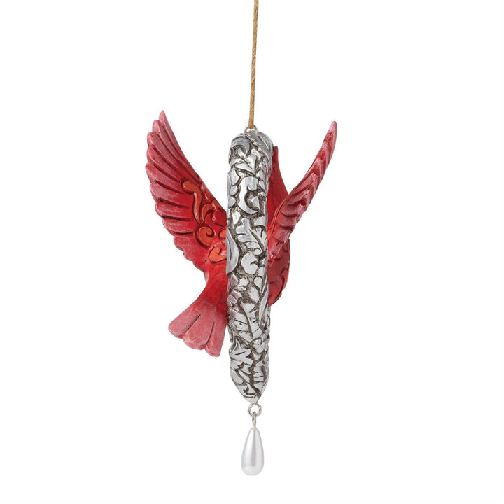 Jim Shore Heartwood Creek: Caring Cardinal In Silver Heart Hanging Ornament sparkle-castle