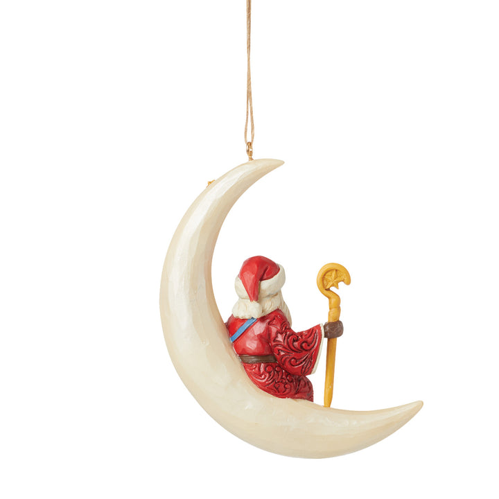 Jim Shore Heartwood Creek: Santa In Moon Hanging Ornament sparkle-castle