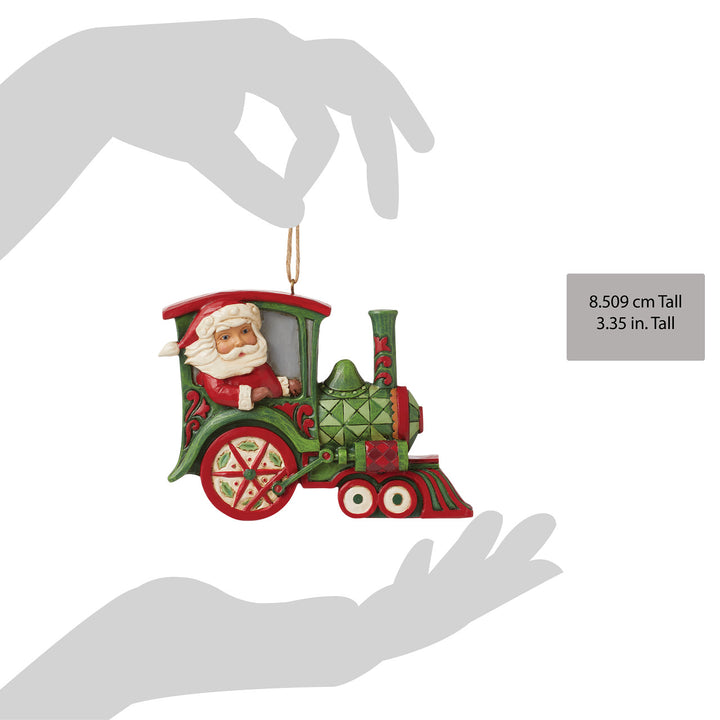 Jim Shore Heartwood Creek: Santa In Train Engine Hanging Ornament sparkle-castle
