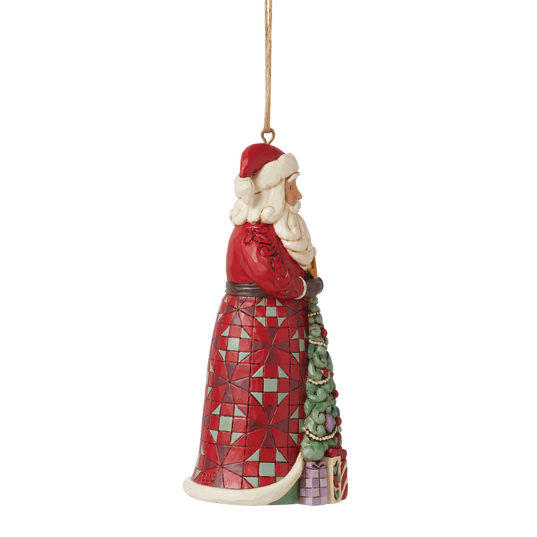Jim Shore Heartwood Creek: Santa With Tree in Robe Hanging Ornament sparkle-castle