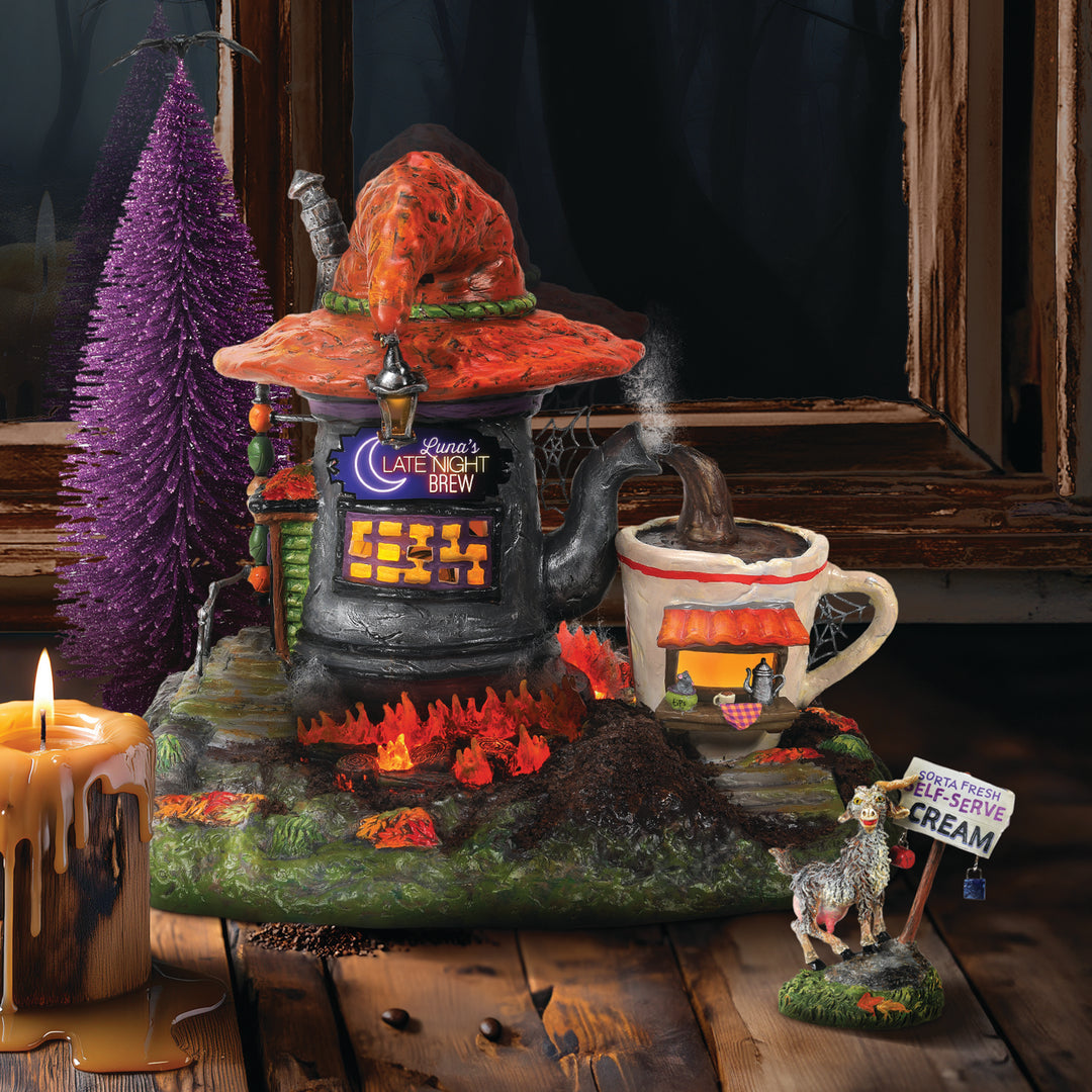 Department 56 Snow Village Halloween: Luna’s Late Night Brew, Set of 2 sparkle-castle