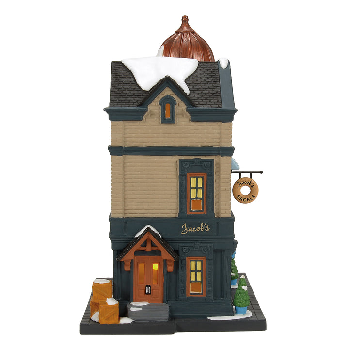 Department 56 Christmas in the City Village: Jacob's Bagel Shop sparkle-castle