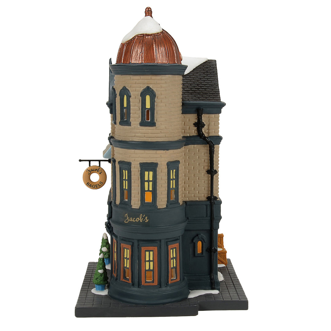 Department 56 Christmas in the City Village: Jacob's Bagel Shop sparkle-castle