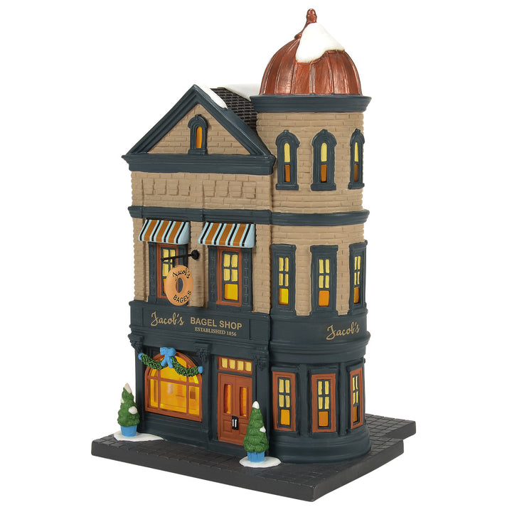 Department 56 Christmas in the City Village: Jacob's Bagel Shop sparkle-castle