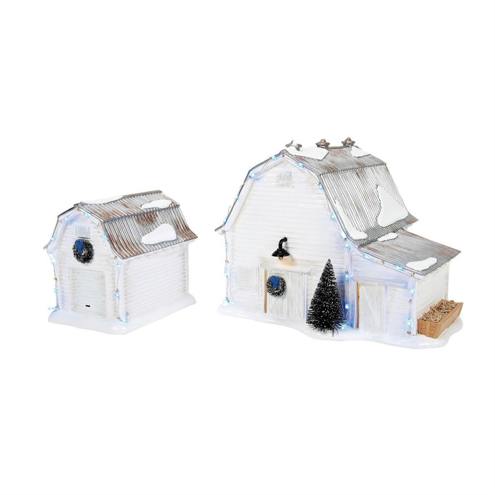 Department 56 Original Snow Village: Graceland Stables, Set of 2