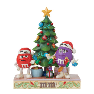 Jim Shore M&M'S: Red and Purple M&M's With Christmas Tree Figurine sparkle-castle