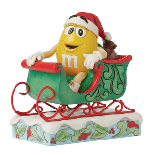Jim Shore M&M'S: Yellow M&M With Santa Hat and Sleigh Figurine - SIGNED sparkle-castle