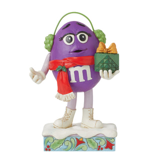 Jim Shore M&M'S: Purple M&M With Cozy Earmuffs and Gift Figurine - SIGNED sparkle-castle