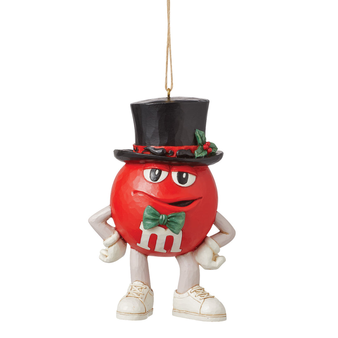 Jim Shore M&M's: Red M&M With Top Hat Hanging Ornament sparkle-castle